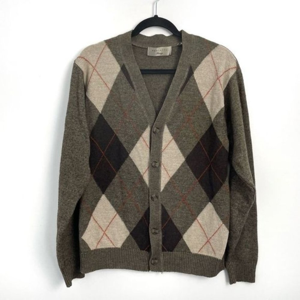 Vintage Paoletti Firenze Argyle Wool Blend Cardigan Size Medium
